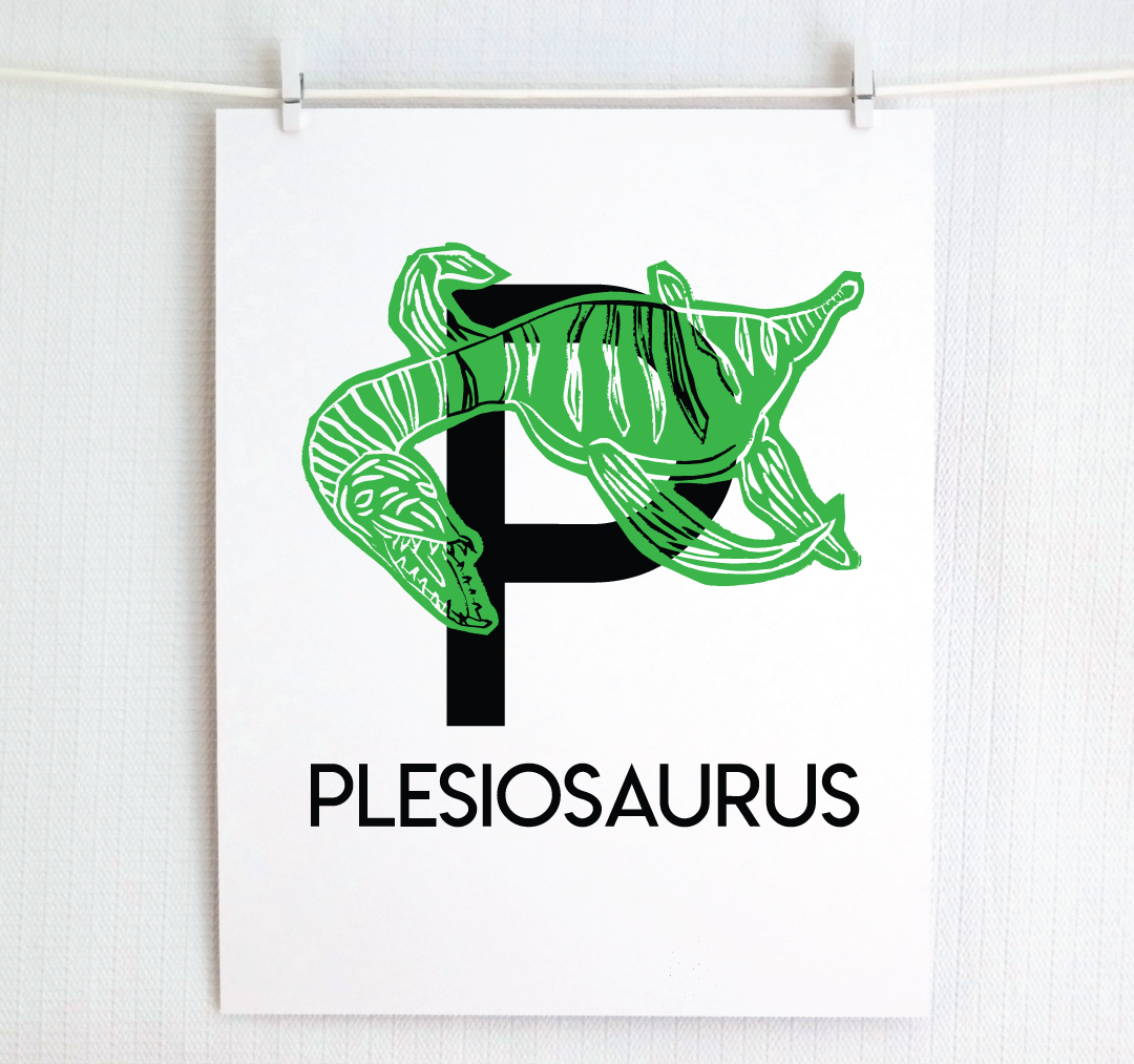 P is for Plesiosaurus Illustrated Print