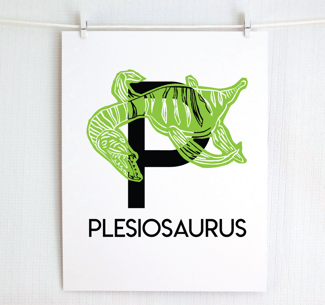 P is for Plesiosaurus Illustrated Print