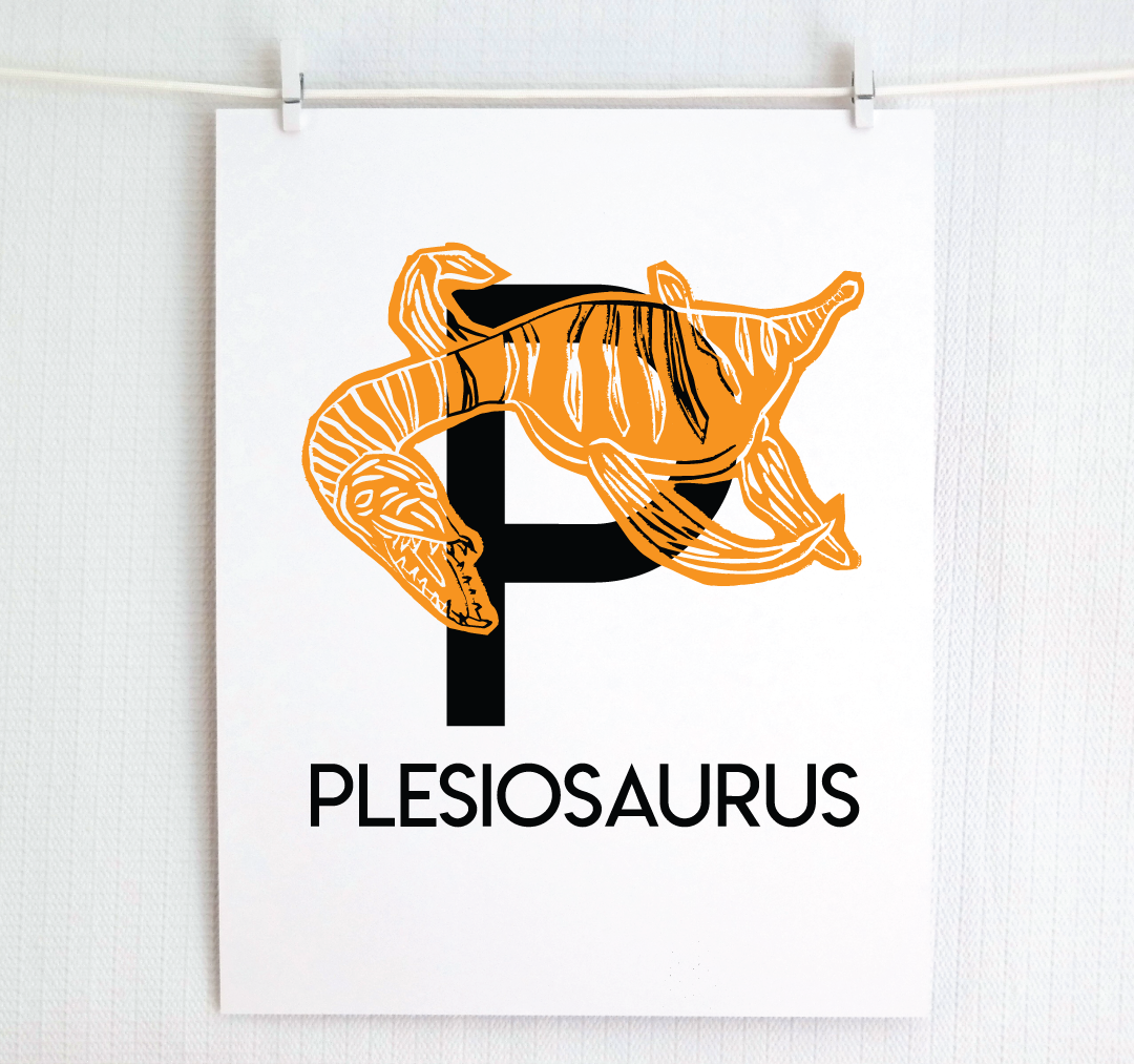 P is for Plesiosaurus Illustrated Print