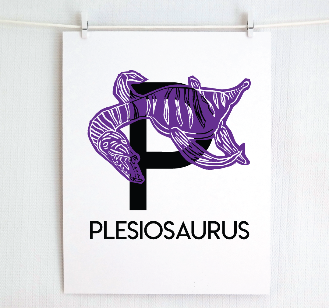 P is for Plesiosaurus Illustrated Print