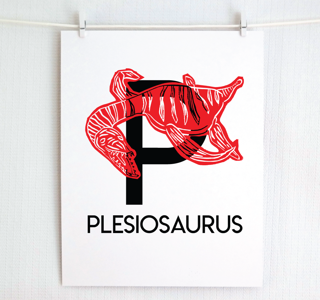 P is for Plesiosaurus Illustrated Print