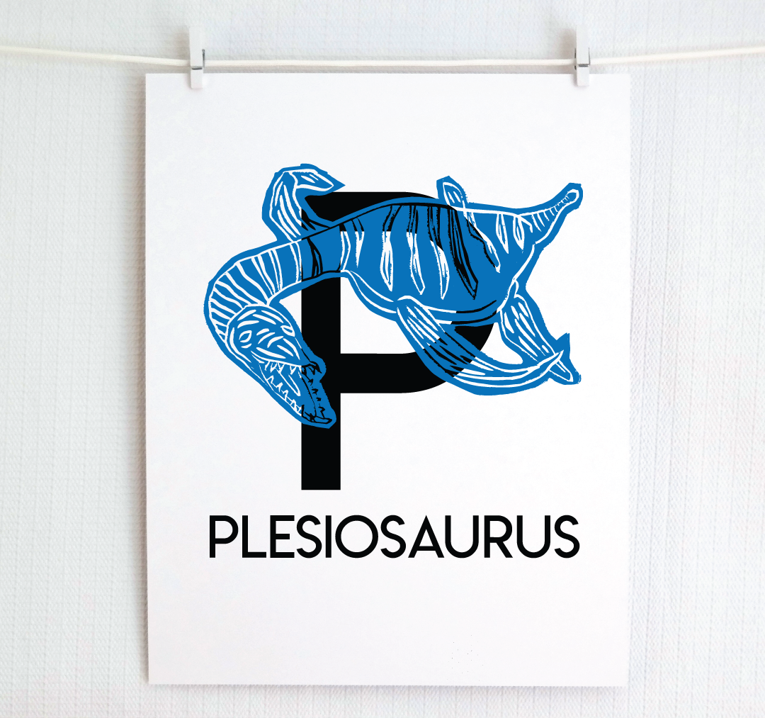 P is for Plesiosaurus Illustrated Print