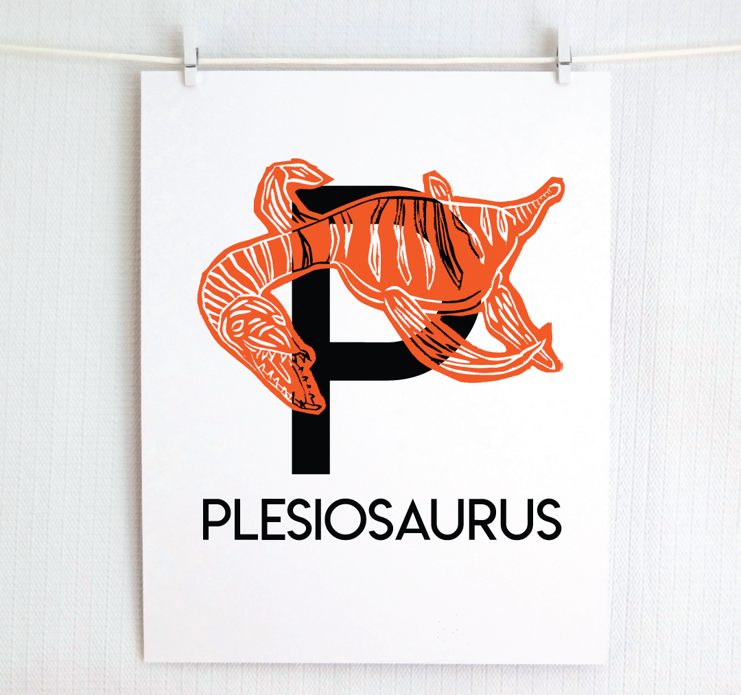 P is for Plesiosaurus Illustrated Print