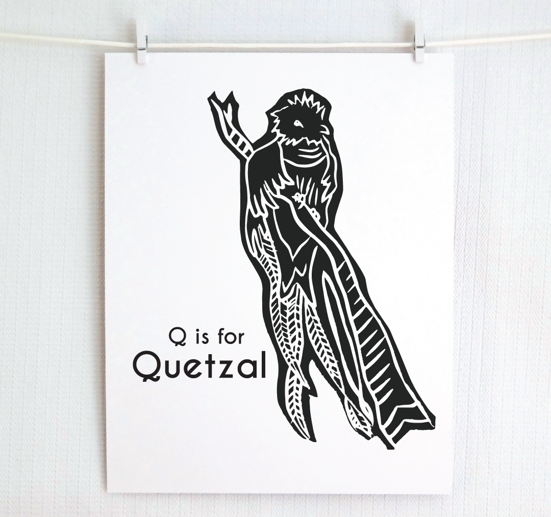 Q is for Quetzal: Captivating Creatures Alphabet Letter Print