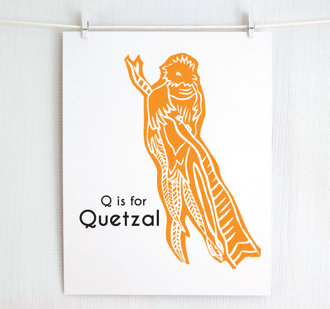 Q is for Quetzal: Captivating Creatures Alphabet Letter Print