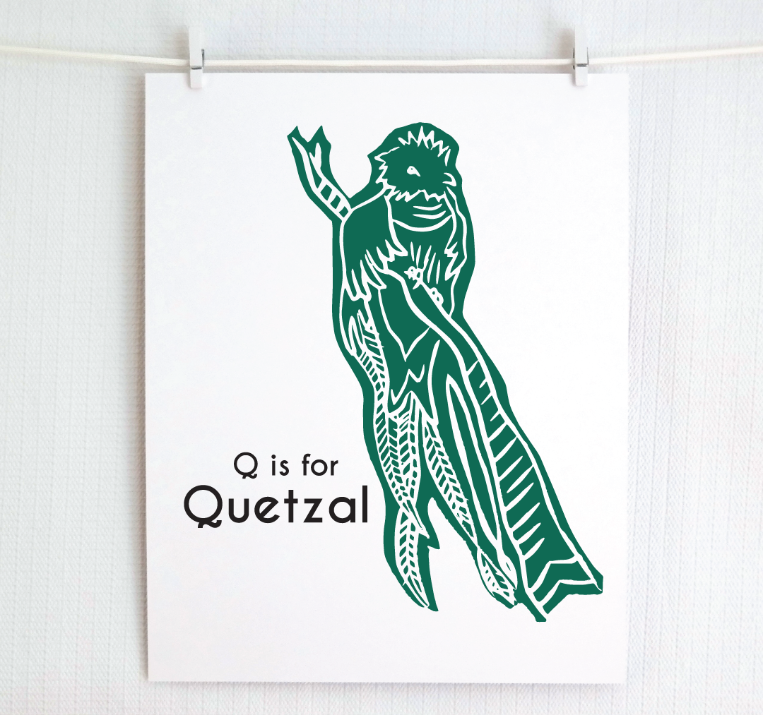 Q is for Quetzal: Captivating Creatures Alphabet Letter Print