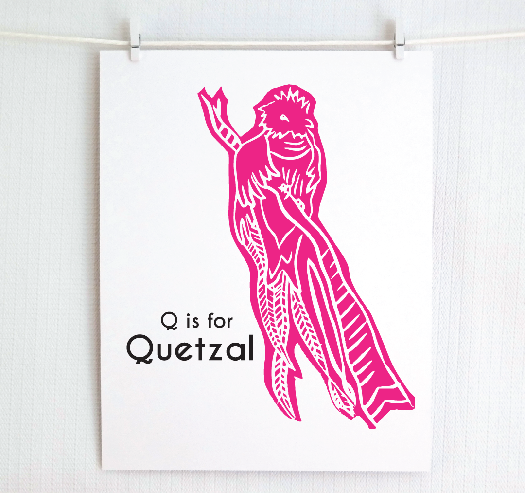 Q is for Quetzal: Captivating Creatures Alphabet Letter Print