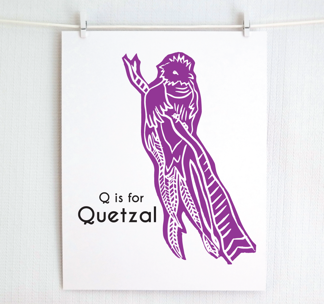 Q is for Quetzal: Captivating Creatures Alphabet Letter Print