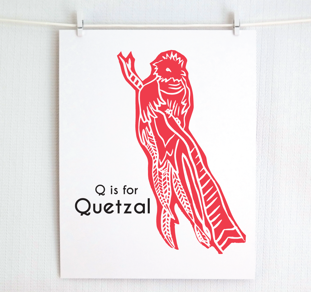 Q is for Quetzal: Captivating Creatures Alphabet Letter Print