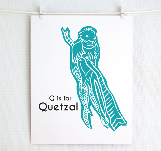Q is for Quetzal: Captivating Creatures Alphabet Letter Print