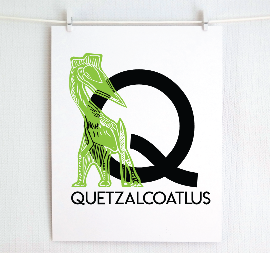 Q is for Quetzalcoatlus Illustrated Print