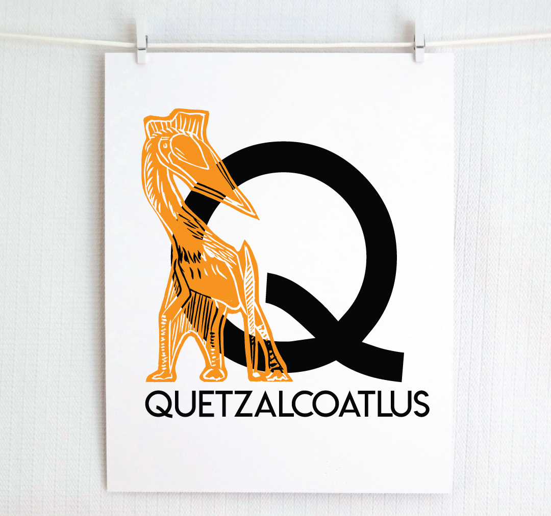 Q is for Quetzalcoatlus Illustrated Print