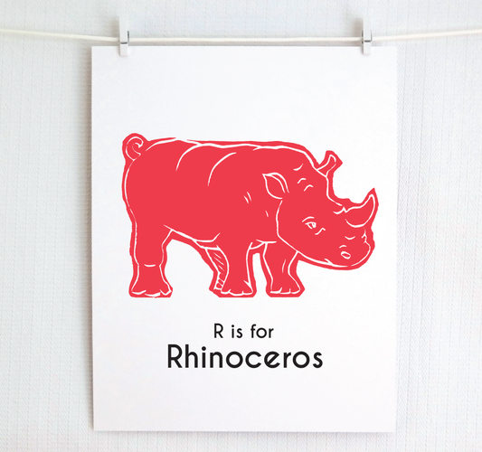 R is for Rhinoceros: Captivating Creatures Alphabet Letter Print