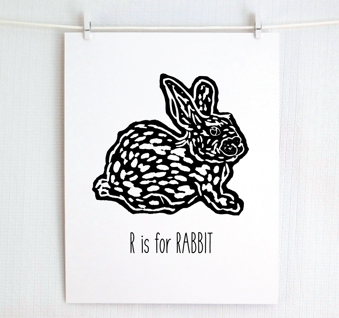 R is for Rabbit: Farm Alphabet Letter Print