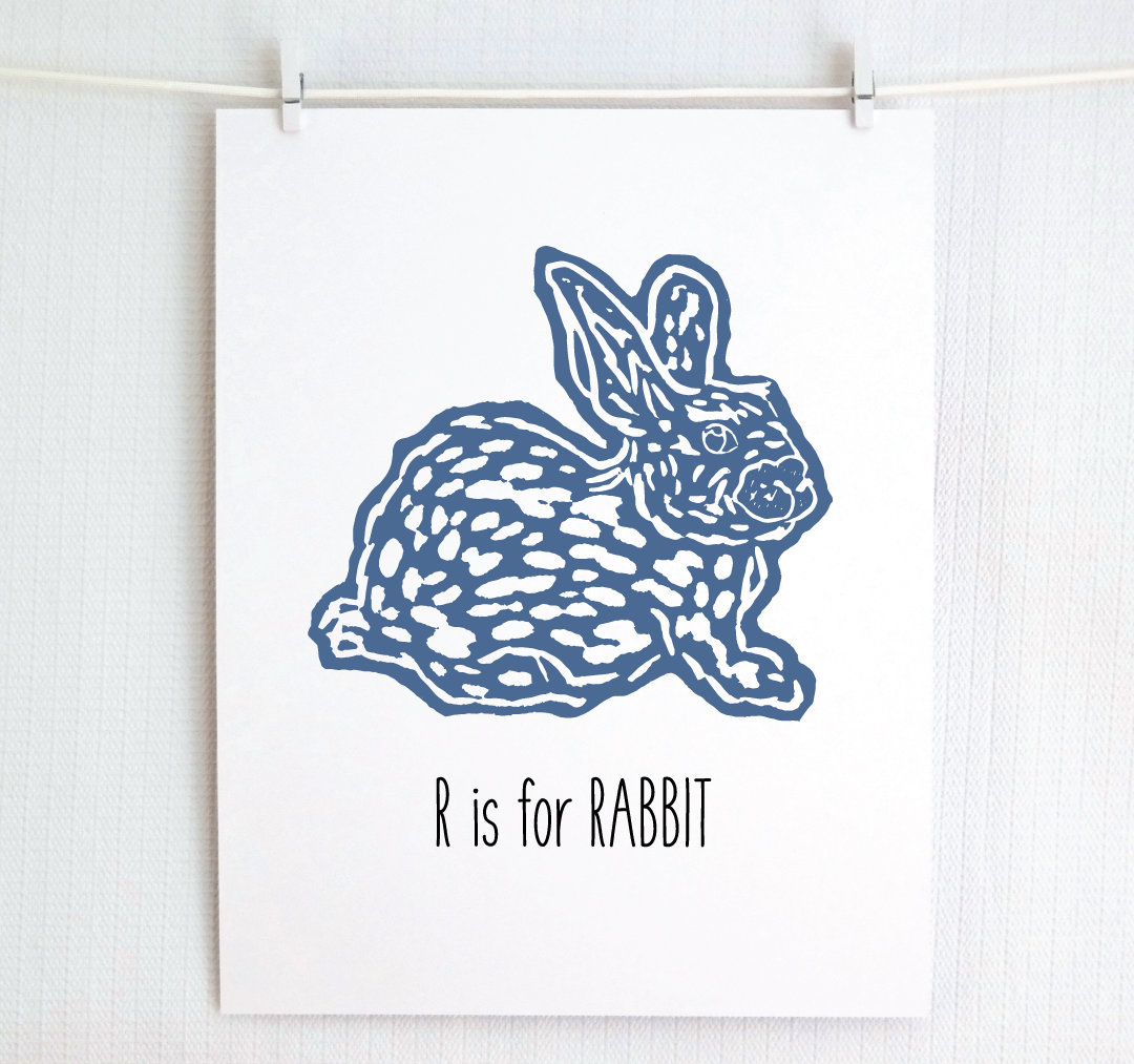 R is for Rabbit: Farm Alphabet Letter Print
