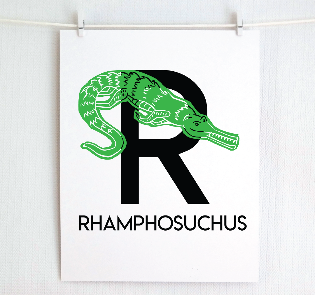 R is for Rhamphosuchus Illustrated Print