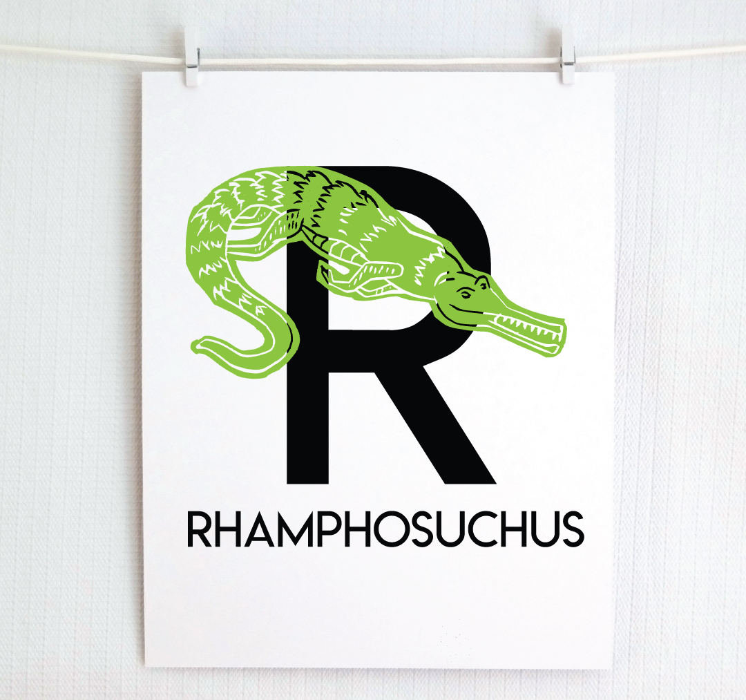 R is for Rhamphosuchus Illustrated Print