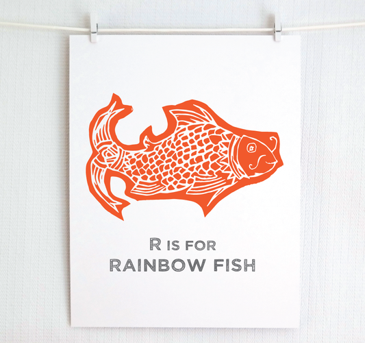 R is for Rainbow Fish Illustrated Print