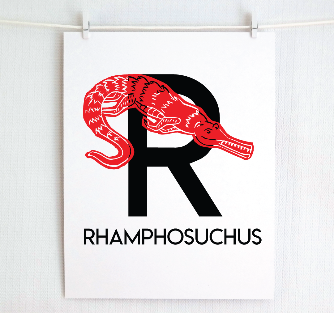 R is for Rhamphosuchus Illustrated Print