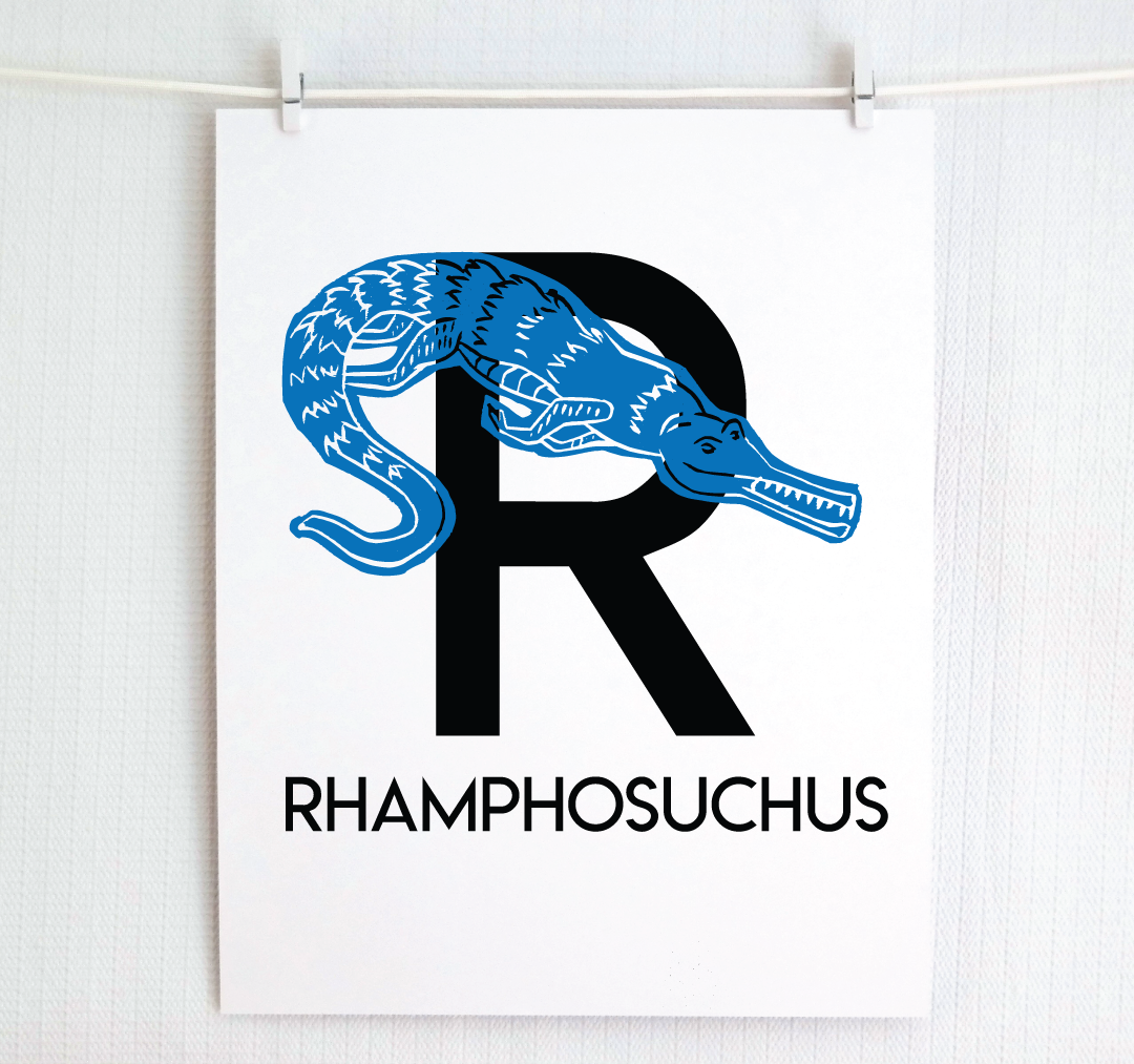 R is for Rhamphosuchus Illustrated Print