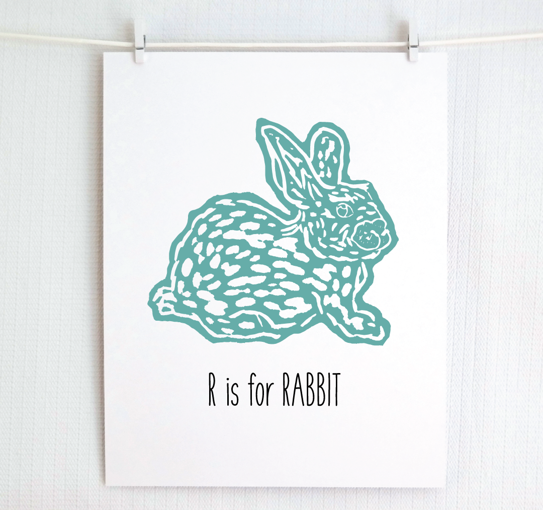 R is for Rabbit: Farm Alphabet Letter Print