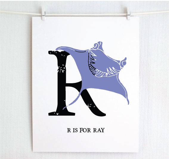 R is for Ray Illustrated Print