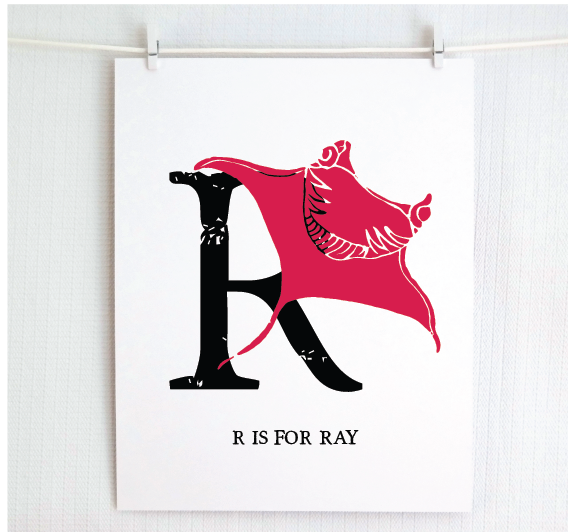 R is for Ray Illustrated Print