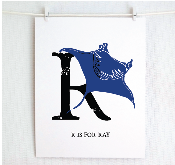 R is for Ray Illustrated Print