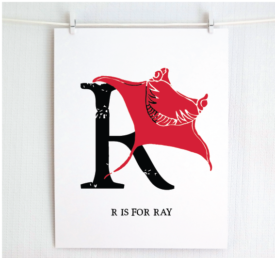 R is for Ray Illustrated Print