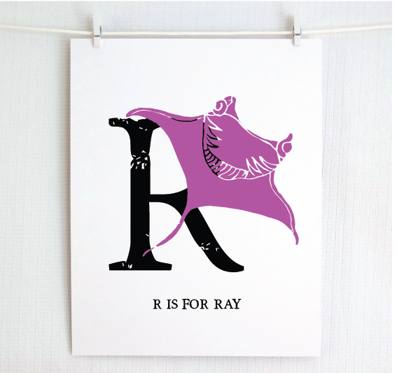 R is for Ray Illustrated Print
