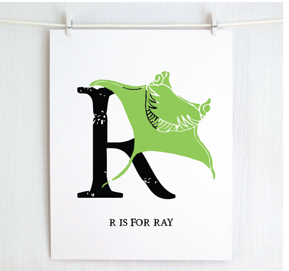 R is for Ray Illustrated Print