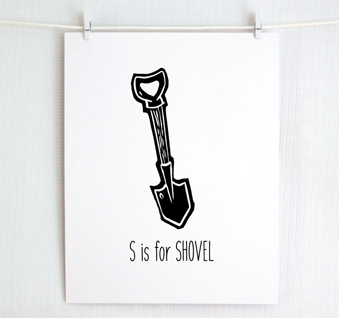 S is for Shovel: Farm Alphabet Letter Print