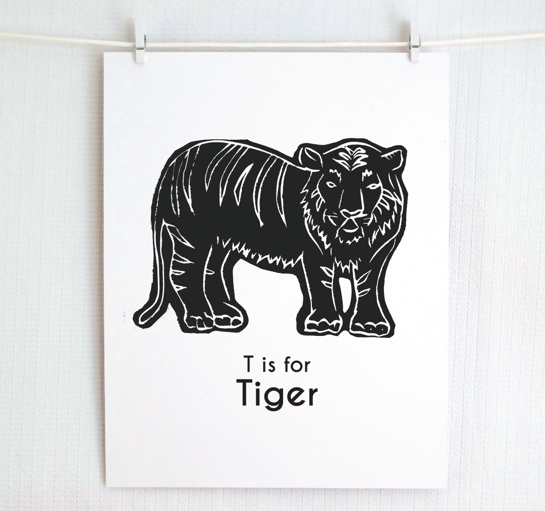T is for Tiger: Captivating Creatures Alphabet Letter Print