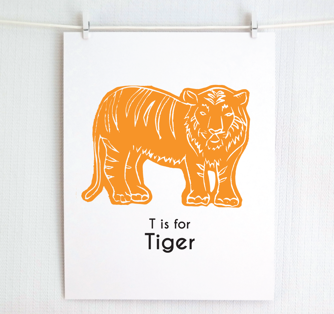 T is for Tiger: Captivating Creatures Alphabet Letter Print