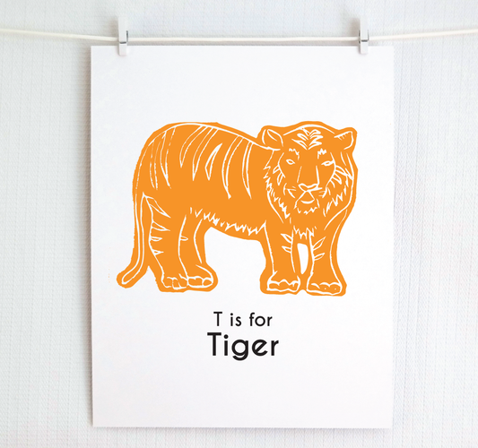 T is for Tiger: Captivating Creatures Alphabet Letter Print