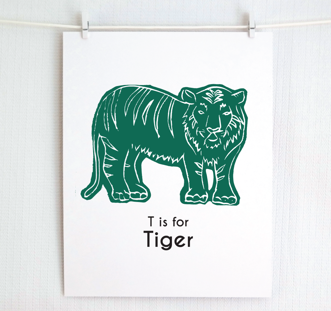 T is for Tiger: Captivating Creatures Alphabet Letter Print