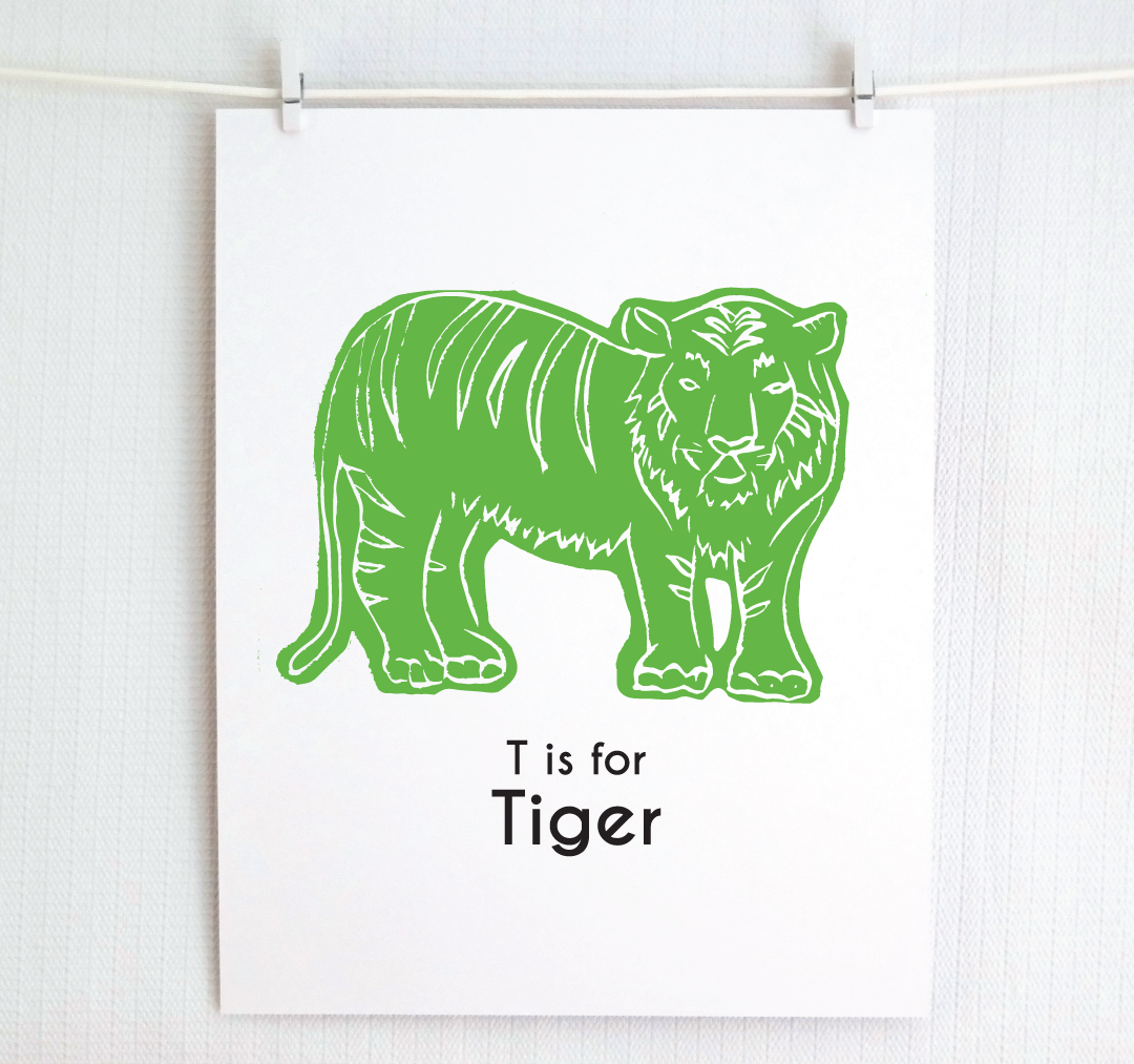 T is for Tiger: Captivating Creatures Alphabet Letter Print