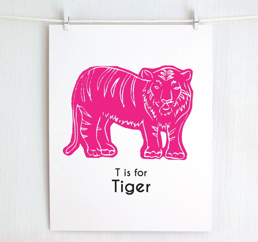 T is for Tiger: Captivating Creatures Alphabet Letter Print