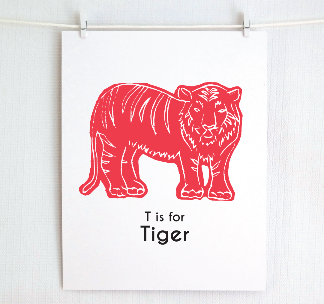 T is for Tiger: Captivating Creatures Alphabet Letter Print
