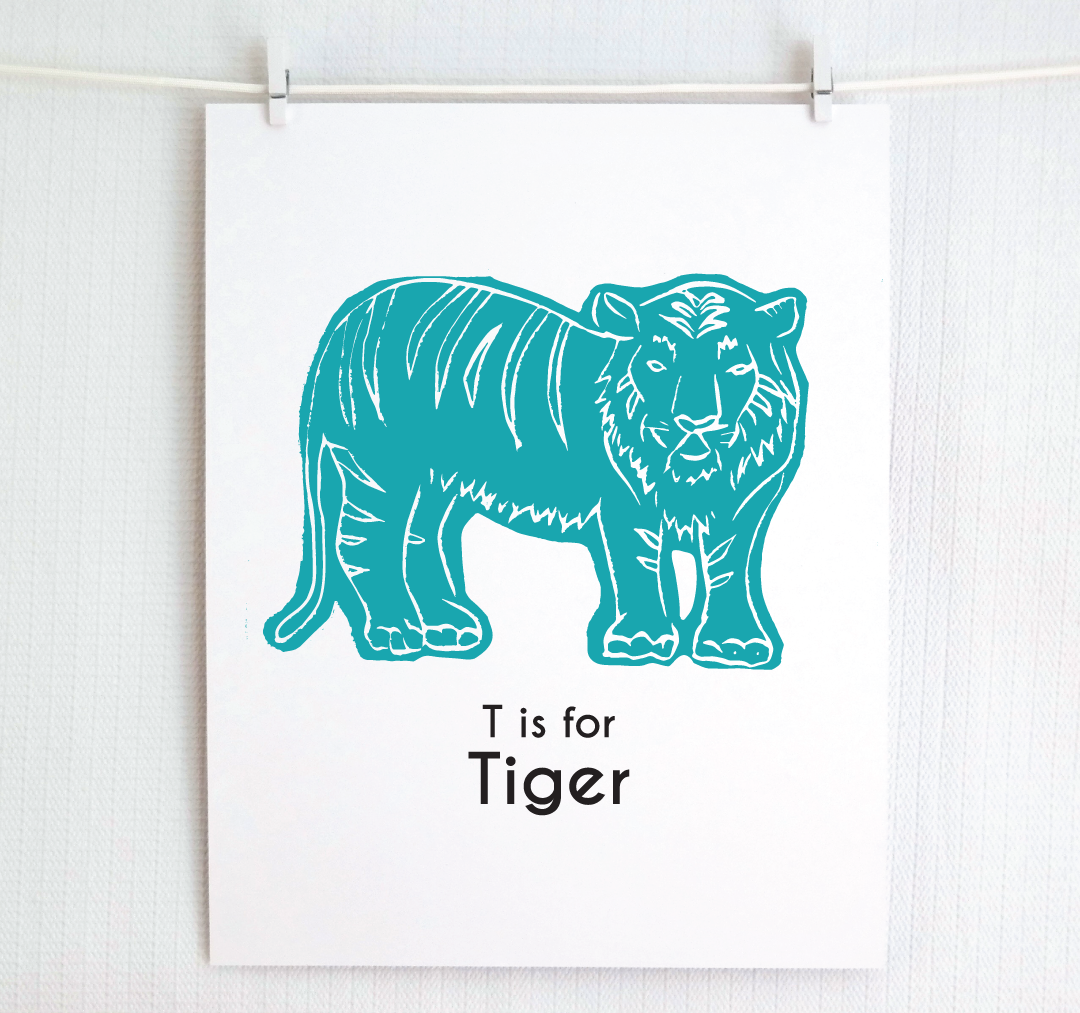 T is for Tiger: Captivating Creatures Alphabet Letter Print