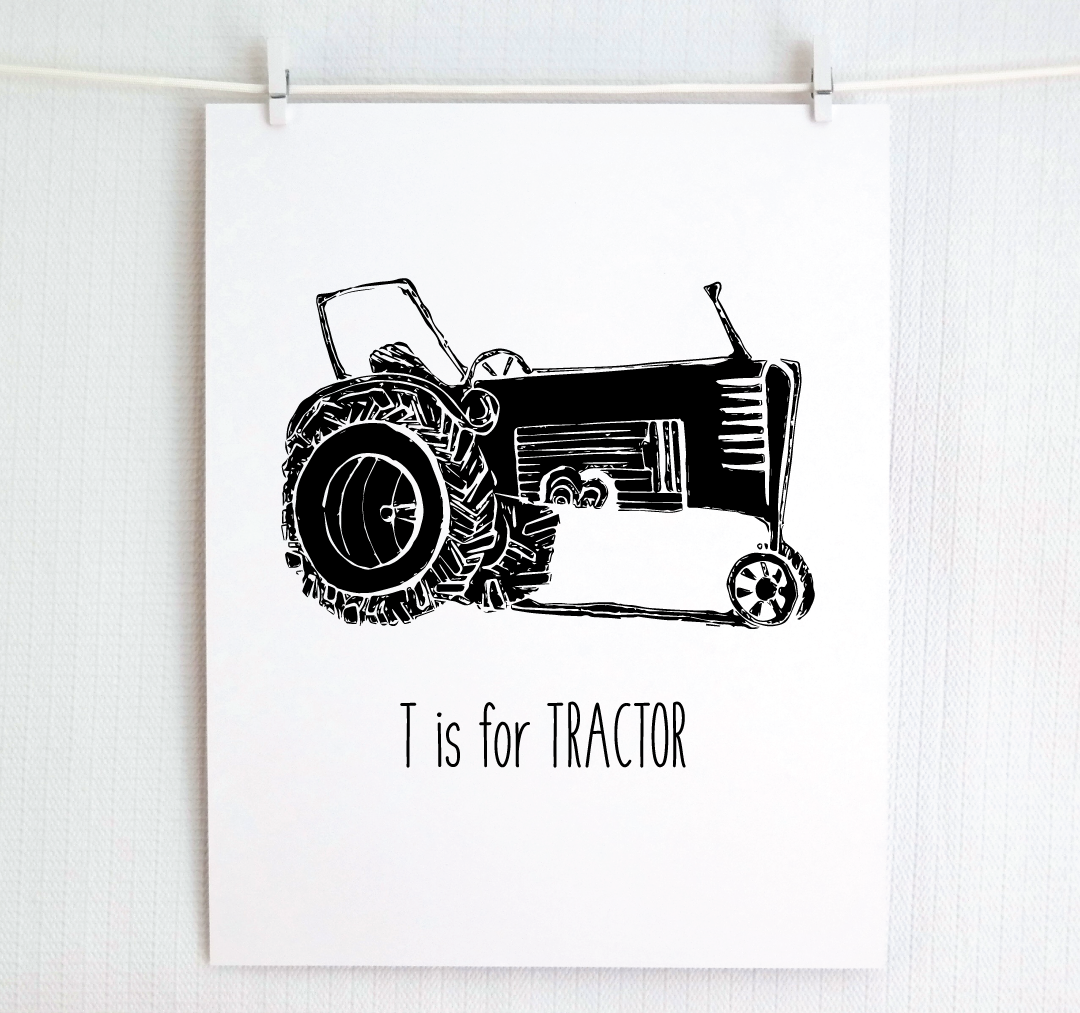T is for Tractor: Farm Alphabet Letter Print