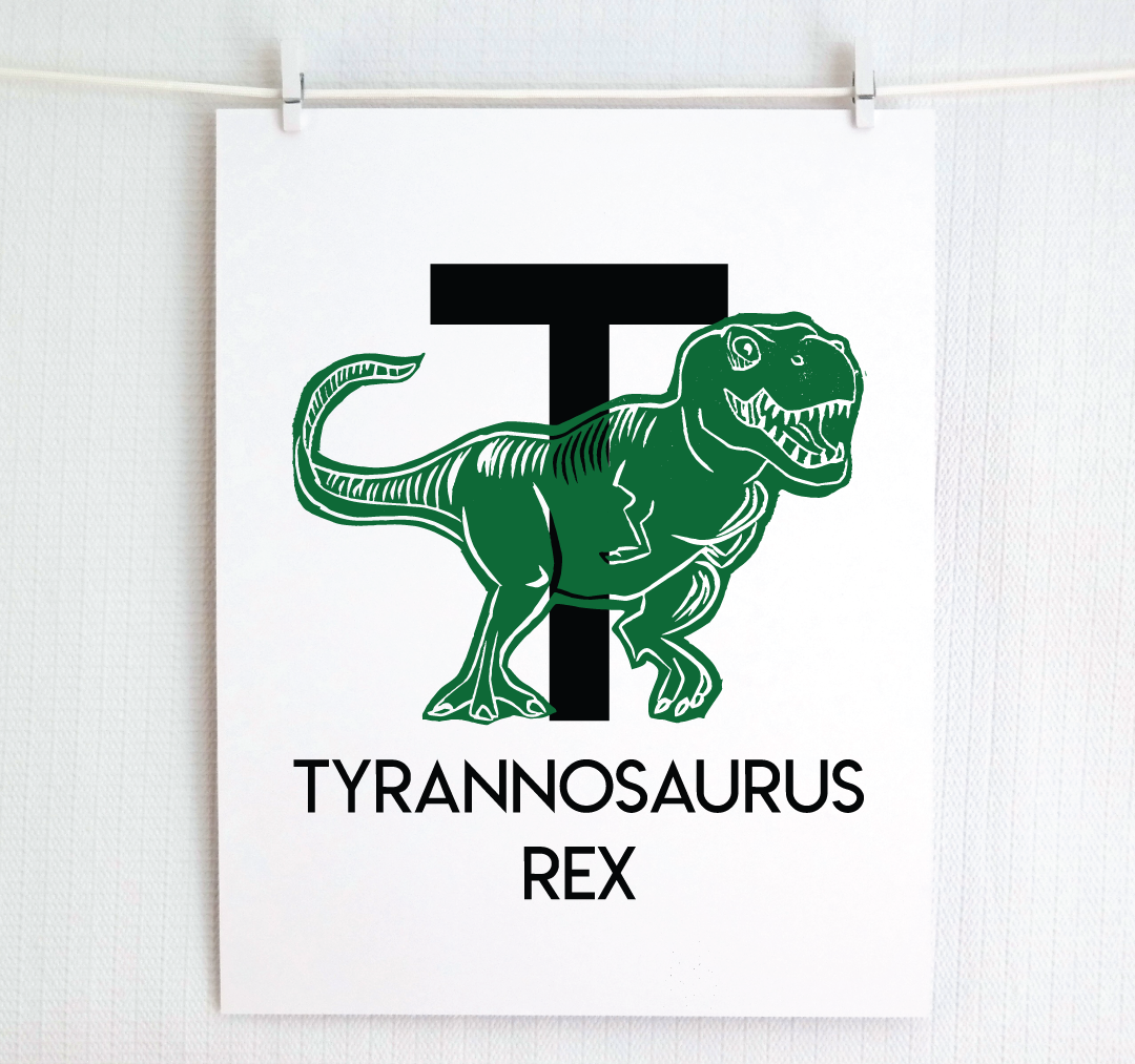 T is for Tyrannosaurus Rex Illustrated Print