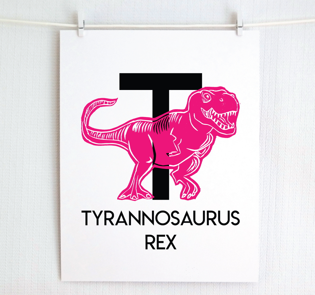 T is for Tyrannosaurus Rex Illustrated Print