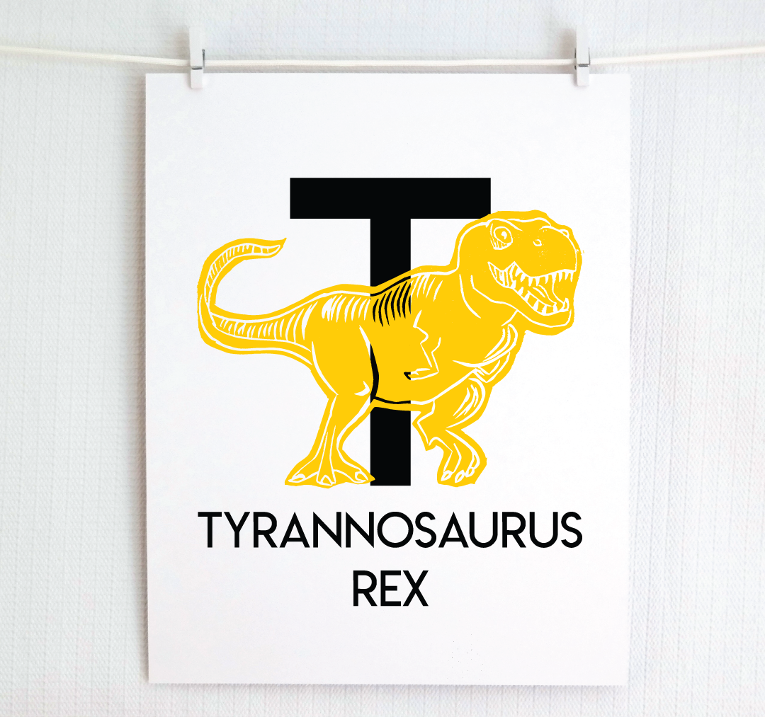 T is for Tyrannosaurus Rex Illustrated Print