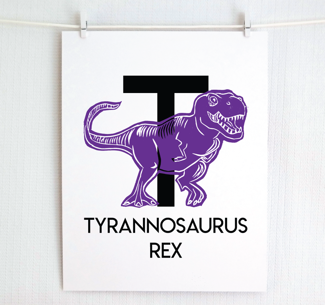 T is for Tyrannosaurus Rex Illustrated Print