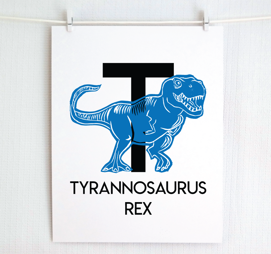 T is for Tyrannosaurus Rex Illustrated Print