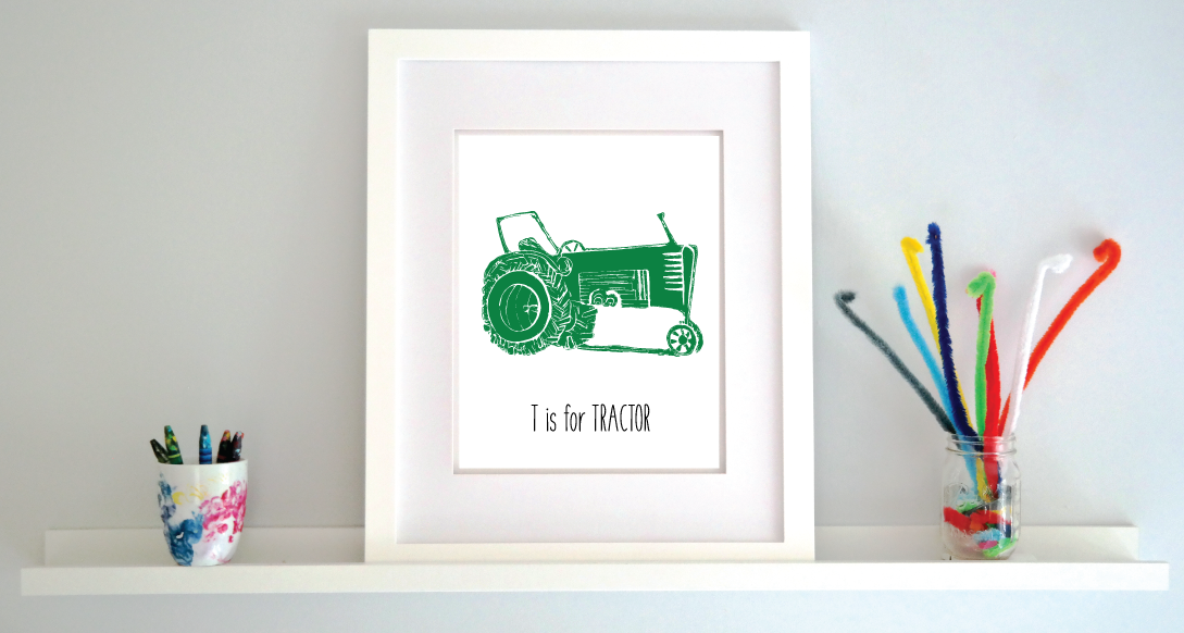 T is for Tractor: Farm Alphabet Letter Print