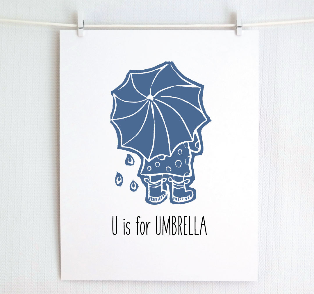 U is for Umbrella: Farm Alphabet Letter Print