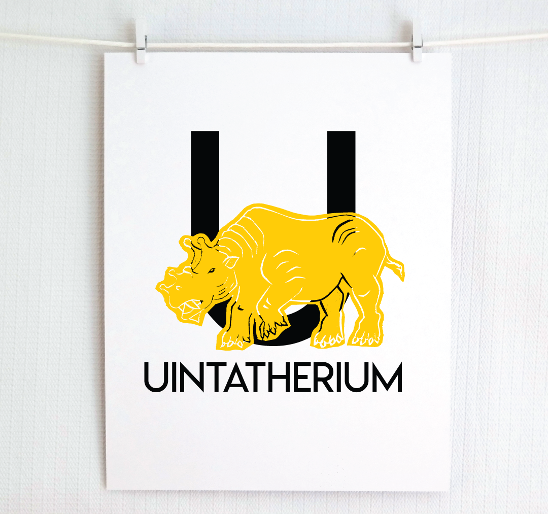 U is for Unitatherium Illustrated Print