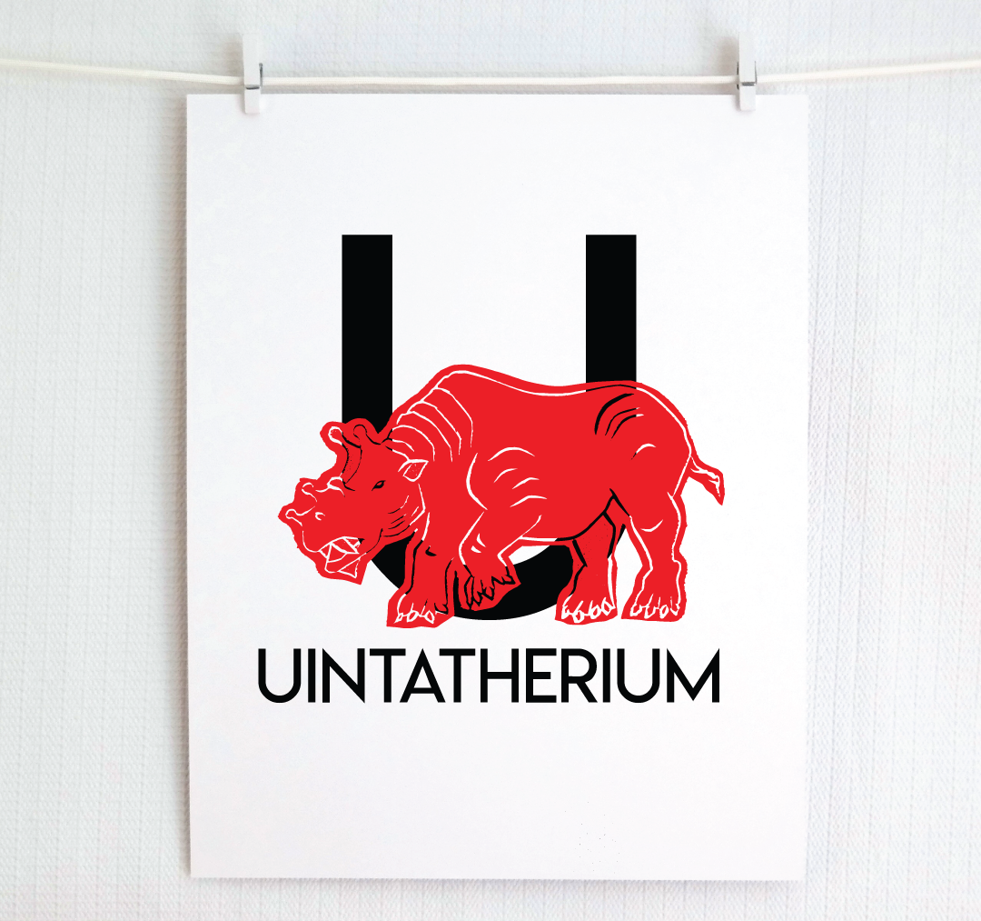 U is for Unitatherium Illustrated Print